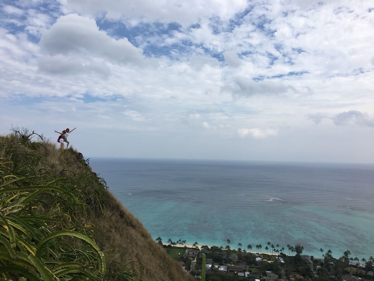 登山後に見られるカイルアビーチの景色